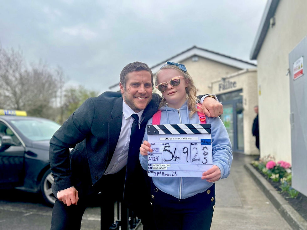 Ballymena’s Claudia Beatty on set with Peter Conan