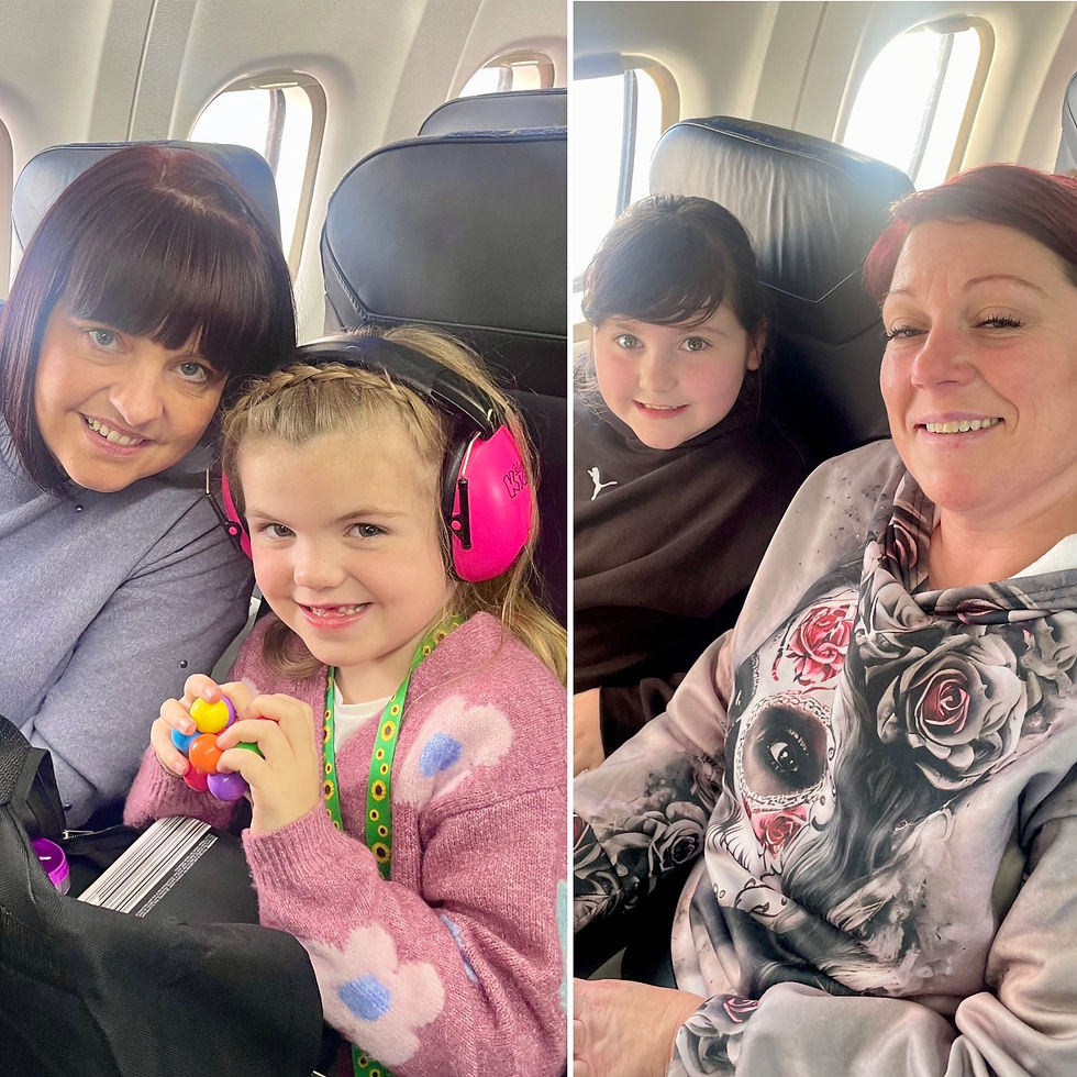 Mum and child on plane