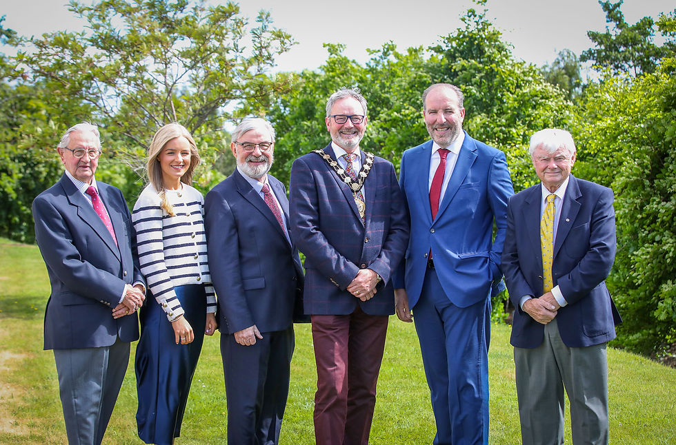 Arthur Henderson, one of LEDCOM’s founding board members, Catherine Anderson, Business and Marketing Executive, Dr Norman Apsley, OBE, Chairman, Alderman William McCaughey, Mayor of Mid and East Antrim Borough Council, Ken Nelson, MBE, Chief Executive and John Shannon, a founding board member.
