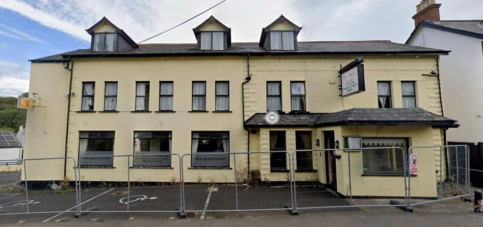 The derelict Glens Hotel in Cushendall
