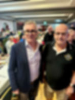 Independent Councillor Lawrie Philpott, Chairman of VSGB, pictured with Mark McMahon, committee member during the well earned breakfast at the Services Club in Ballymena