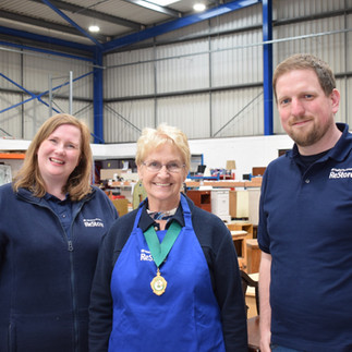 High Sheriff of Co. Antrim Patricia Perry with ReStore staff, volunteers and customers