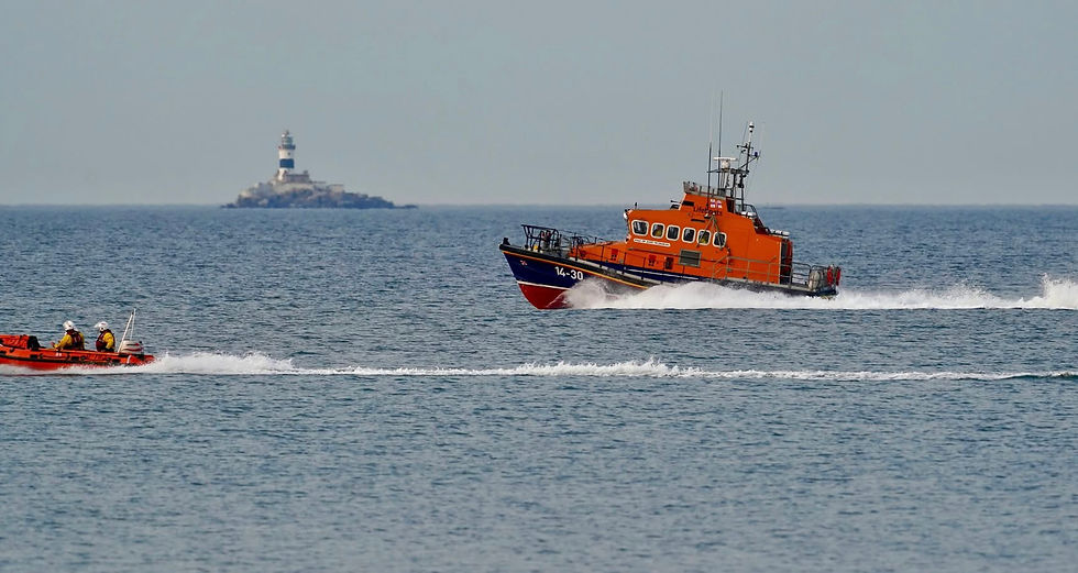 RNLI crews pictured off the Larne coast, County Antrim.