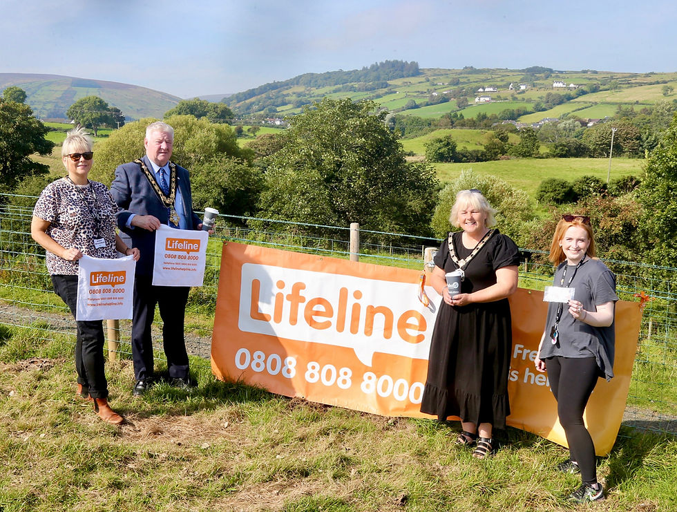 Mayor Steven Calllaghan and Deputy Mayor Margaret Ann McKillop from Causeway Coast and Glens Borough Council with Susan McLaughlin and Hannah Graham