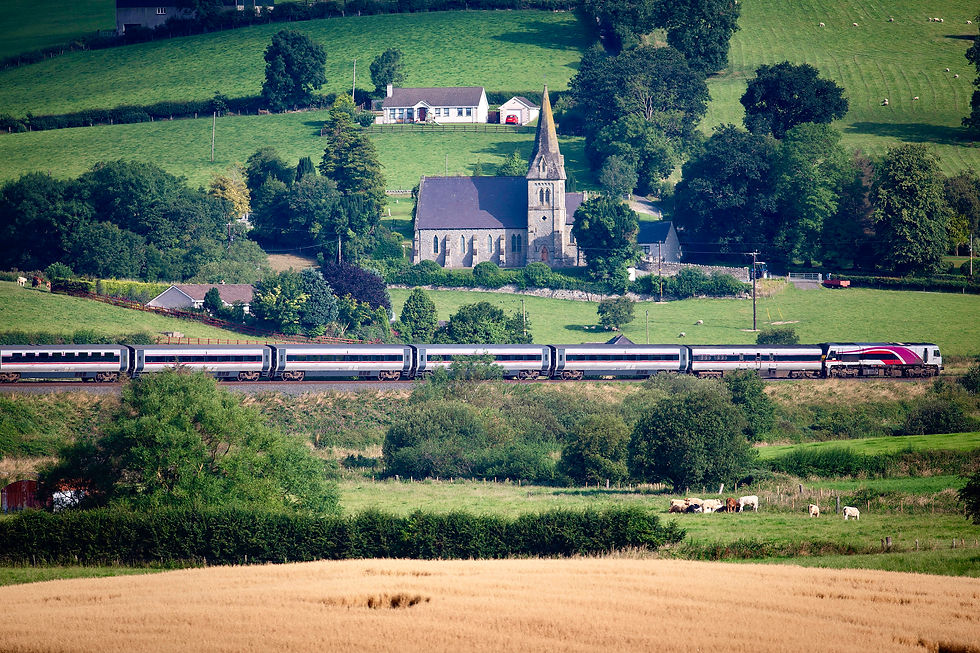Cross border enterprise train travelling between Belfast and Dublin