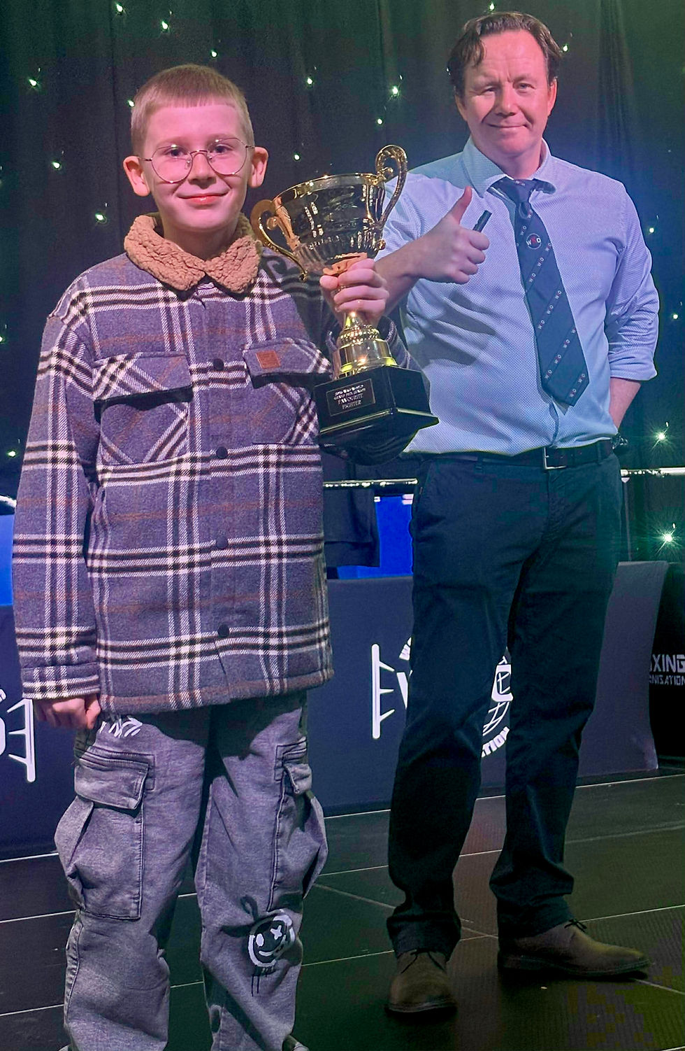 Ballymena’s Kain Stewart, with WKO UK President Jon Green