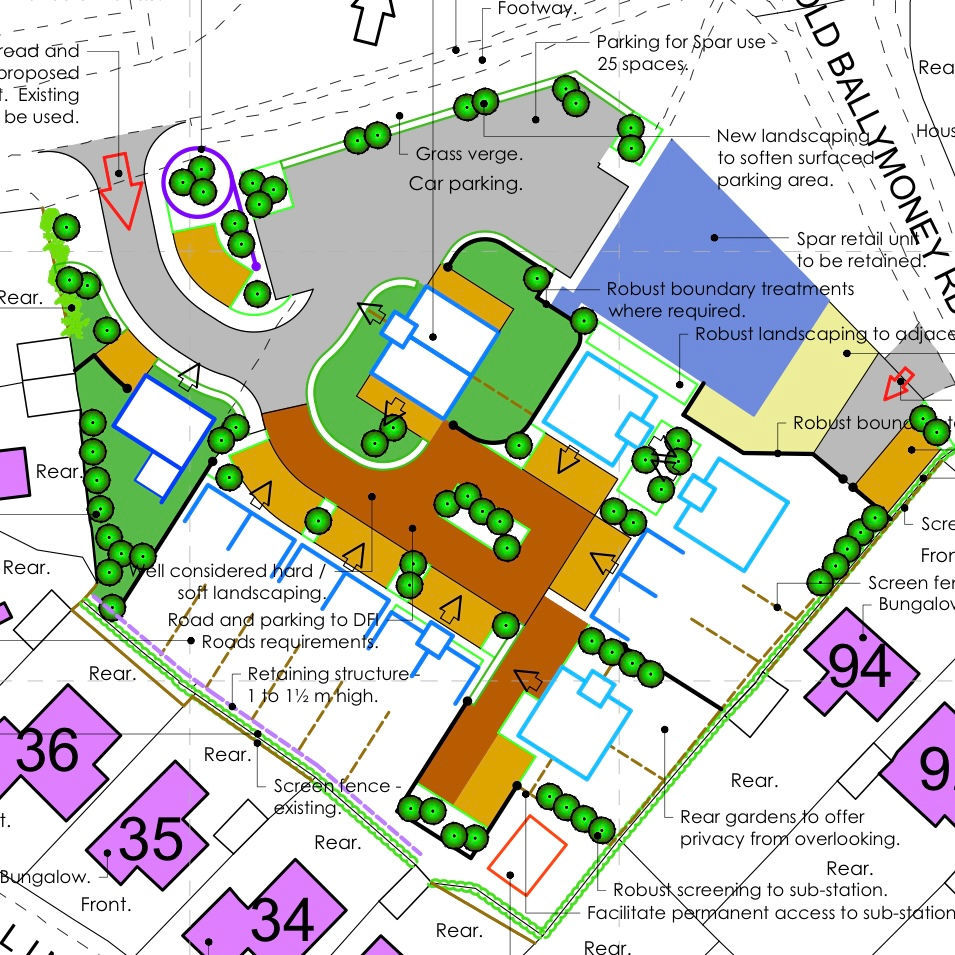 Plans for a new housing development on the site of a former pub in Ballymena