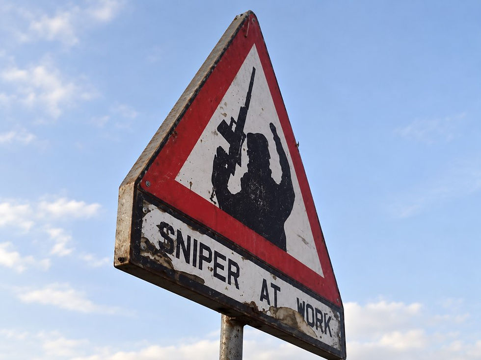 Sniper at work road sign in County Armagh