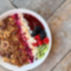Seasonal Granola Bowl! Follow granola served with greek yoghurt, summer fruits, raspberry compote, toasted coconut shavings and pistachios