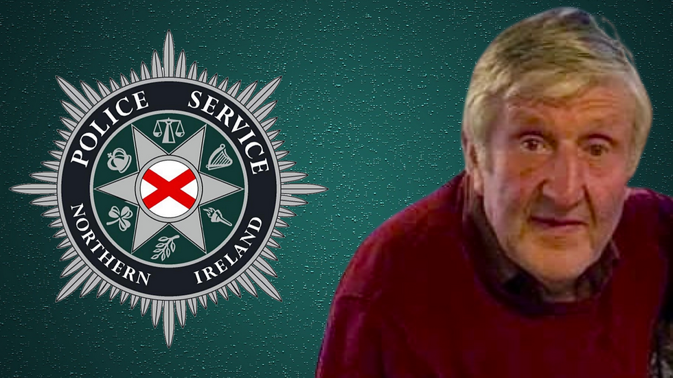 PSNI logo on green background with missing elderly man