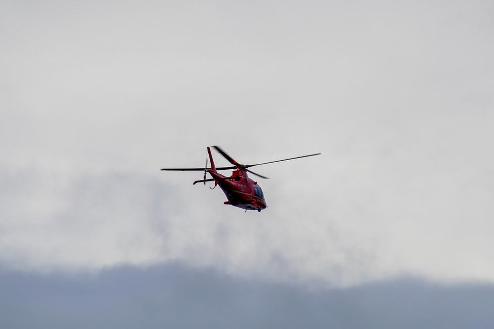 Air Ambulance NI taking off and in the sky