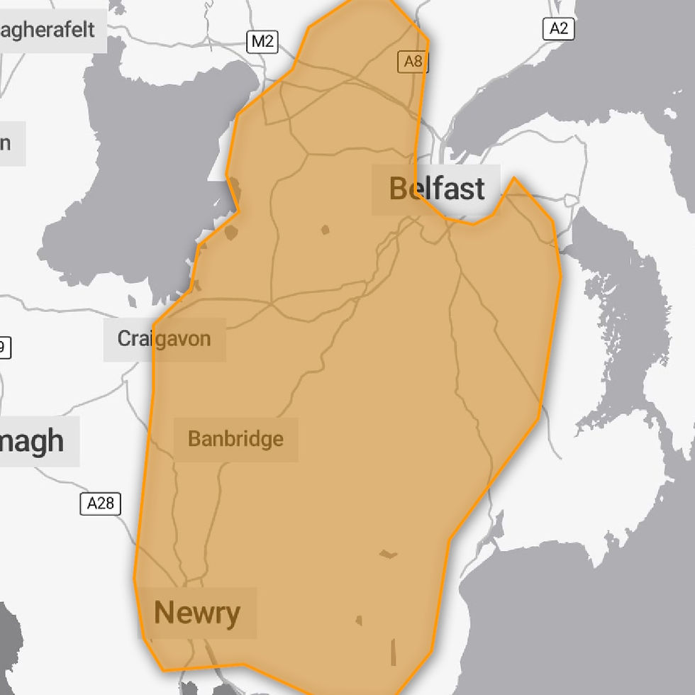 Weather map of Northern Ireland.