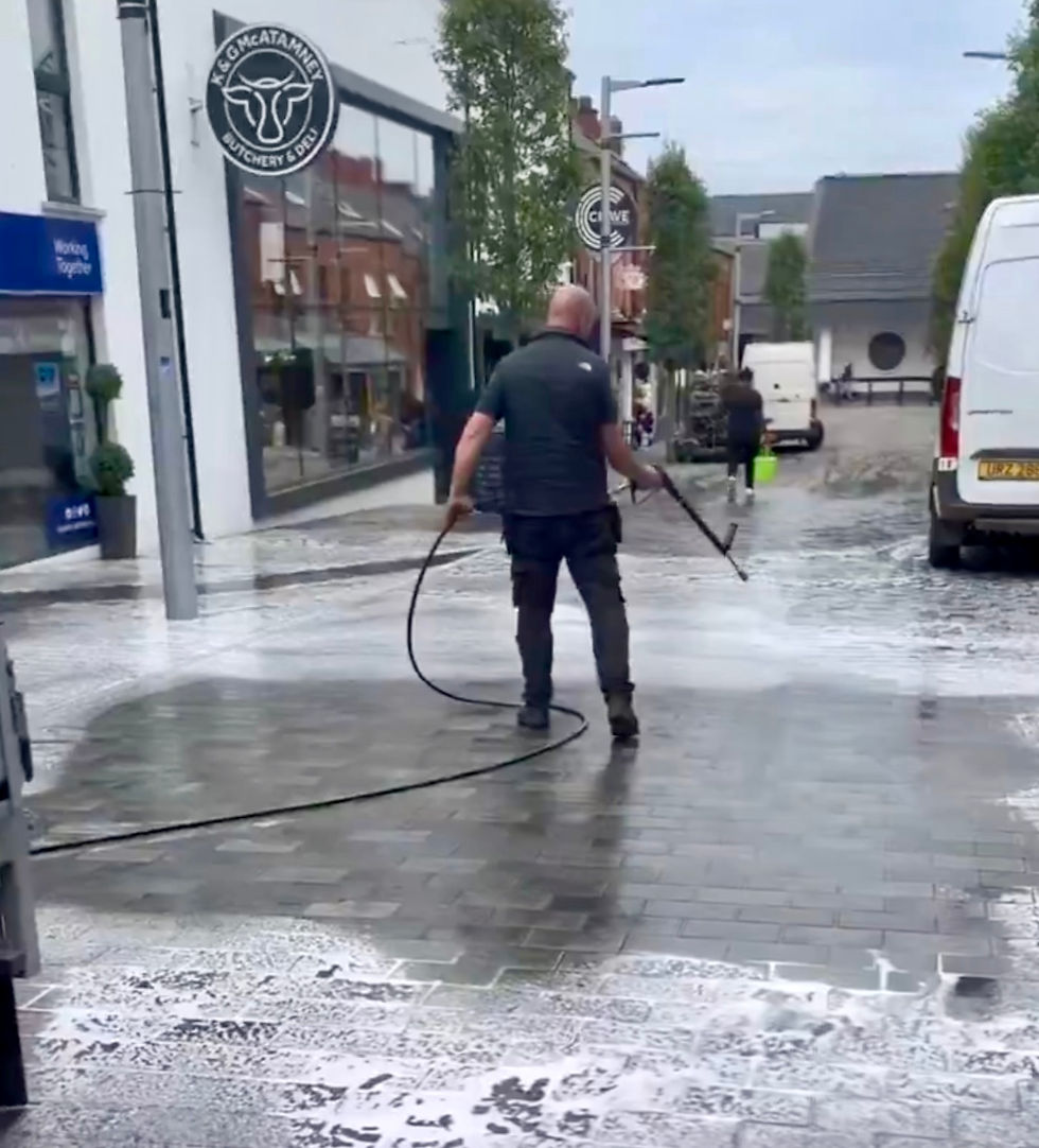 The clean-up operation on Saturday morning on Greenvale Street in Ballymena town centre