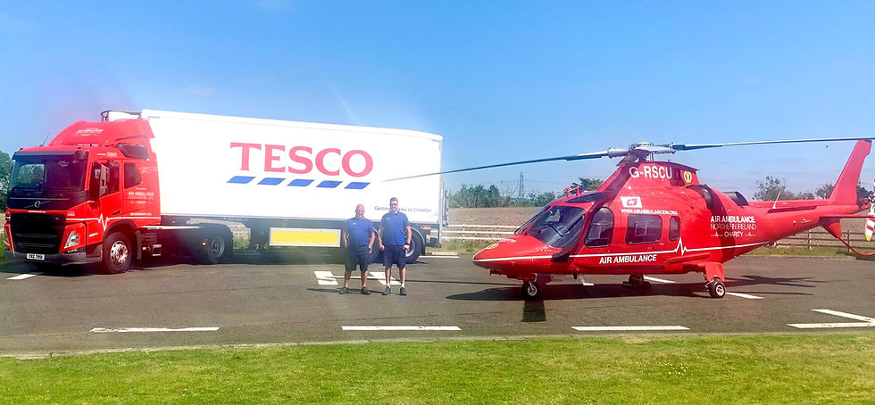 A Tesco cab has been branded up to raise support for local charity, Air Ambulance NI.