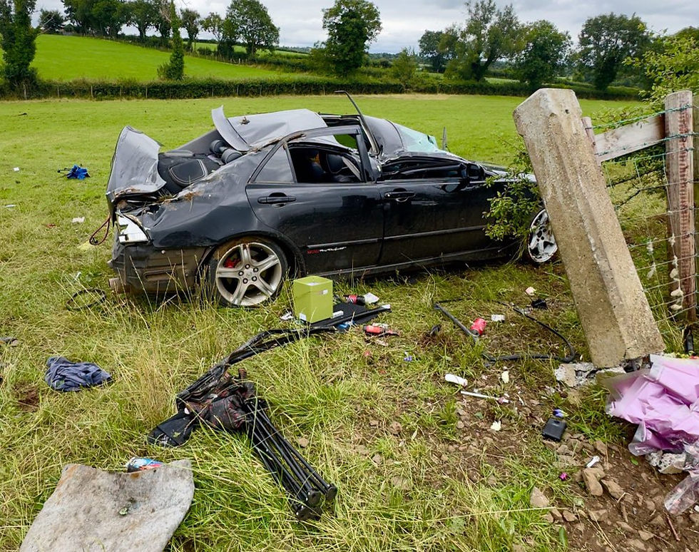 The scene of the collision in Co Antrim where emergency responders feared the worst upon arrival