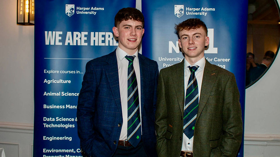 Outgoing Chairman, Veterinary Medicine student John-Mark McCrea, and current Harper Ireland Chairman Liam McKenna.