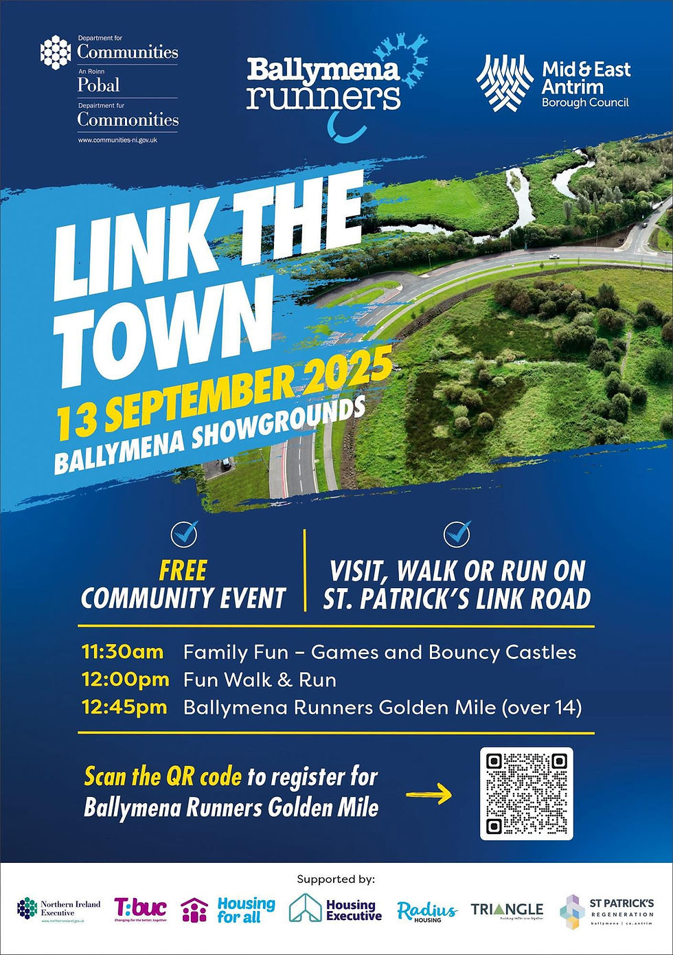 Ballymena Runners’ community event Link The Town poster