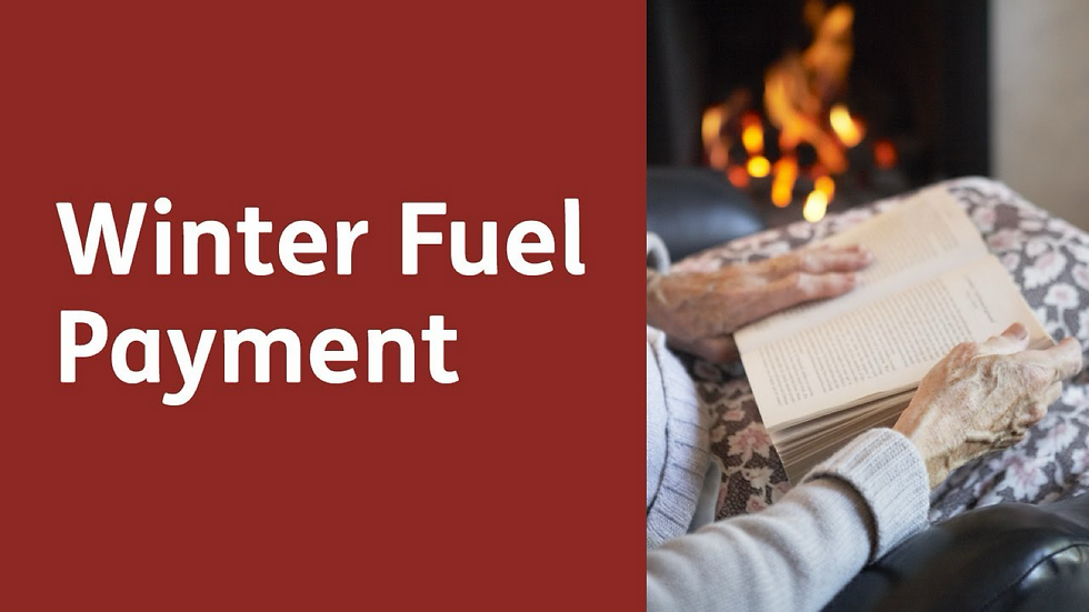 Winter fuel payment with elderly woman seated by the fire