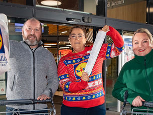 Co Antrim shopper bags Christmas feast for free with Lidl NI annual charity Trolley Dash in aid of NSPCC