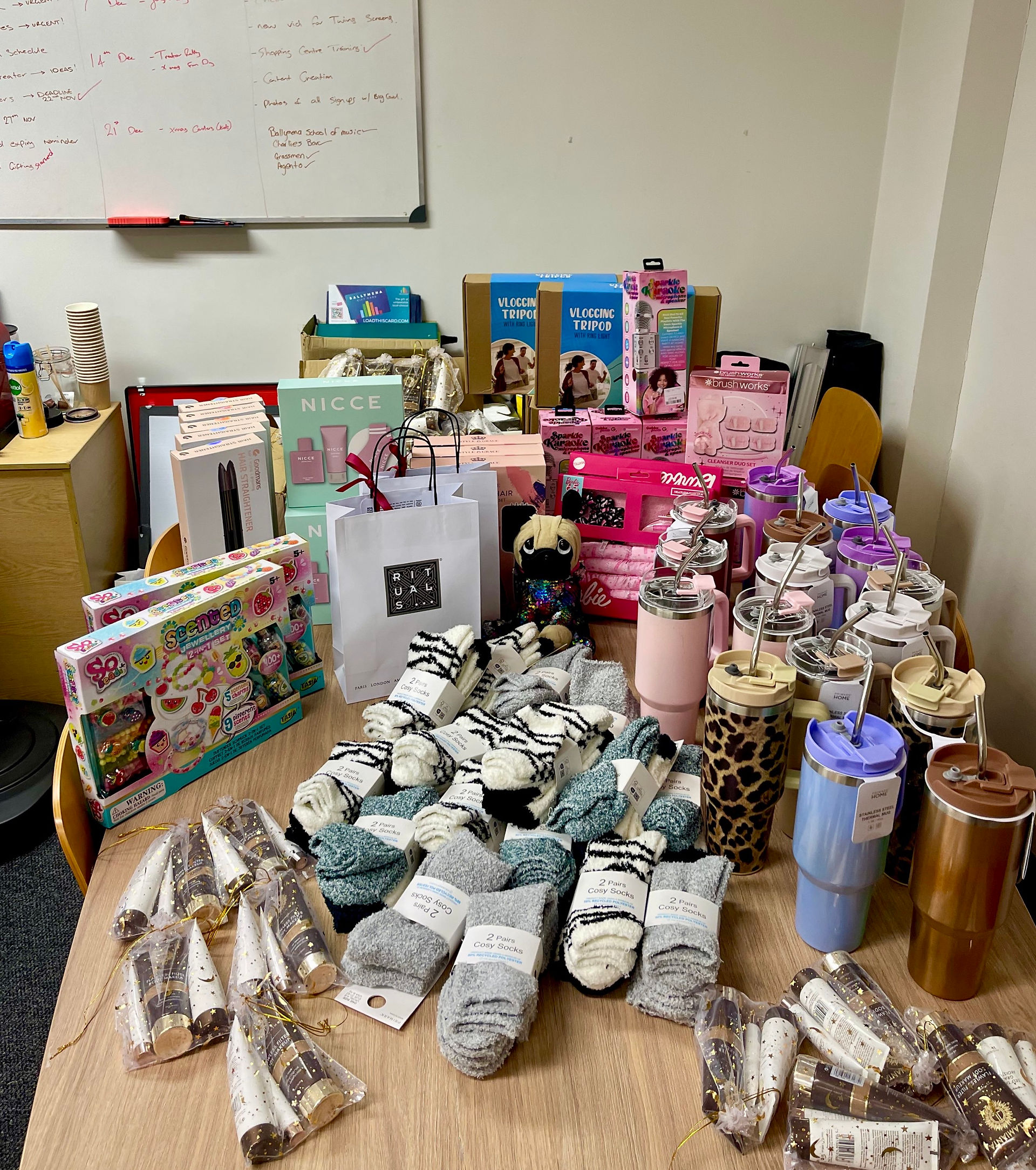 A fantastic donation of gifts from Ballymena BID with the support of the local community.