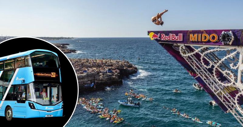 Redbull diving event in Ballycastle and Translink public transport to event