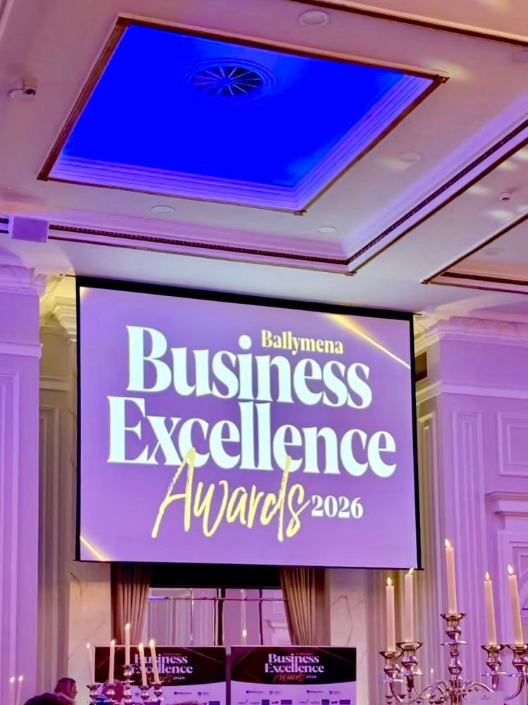 Gala room for Ballymena Business Excellence Awards 2026 at Tullyglass House Hotel