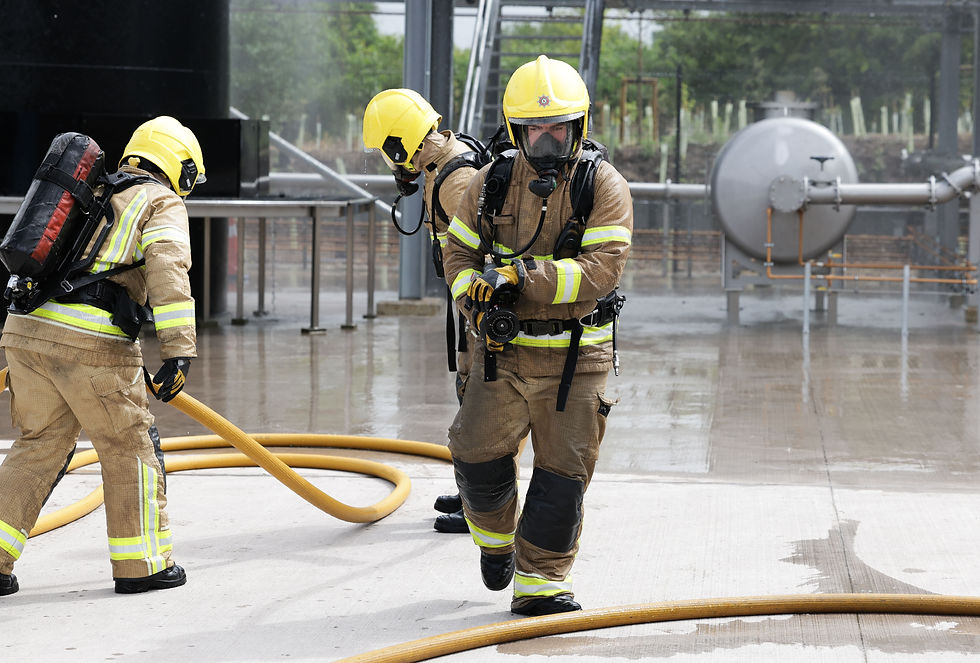 Firefighters taking part in training at the new facility.