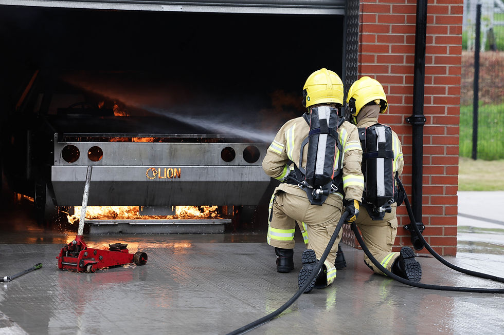 Firefighters taking part in training at the new facility.