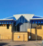 Larne Leisure Centre following an arson attack at the front entrance of the facility