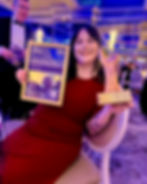 Proud Alana after being announced as Manager of the Year and receiving her award.