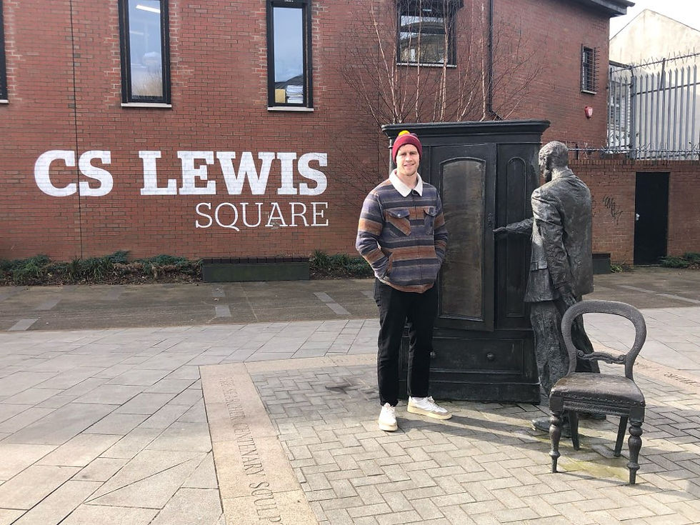 Andrew pictured at C. S. Lewis Square in Belfast