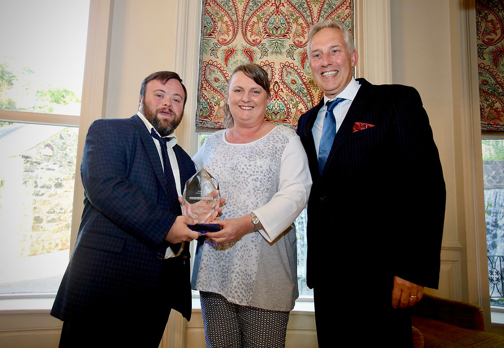 Pictured at the recent ‘Making a Difference’ Awards are James Martin; Melanie Christie Boyle, Ballymena Business Centre’ and Ian Paisley MP, Chairman of The Gallaher Trust.
