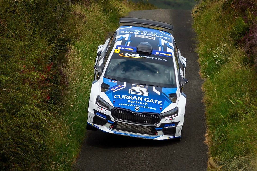 Rally car on country road
