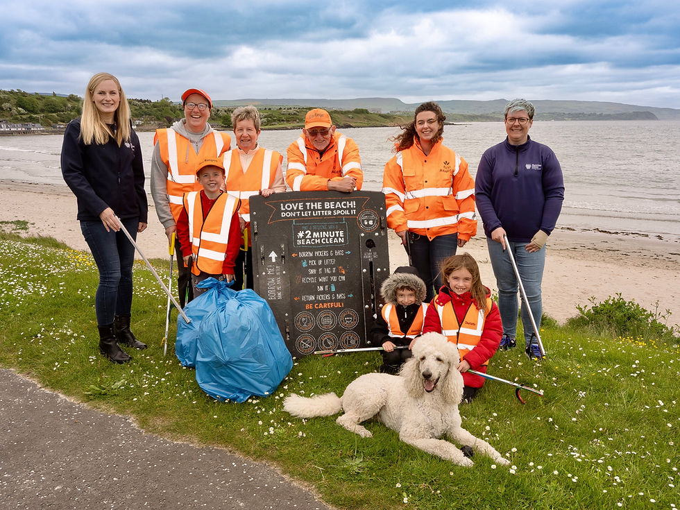Catherine Hunter, Education Officer for MEABC; Eco-Ranger Volunteers Alyson Kerr, Ann Morrow, Abe Agnew andChristine Leacock; Lisa Kirkwood, Outdoor Recreation Officer for MEABC. Ben Crooks, Alexander Leacock, Charlotte Leacock.