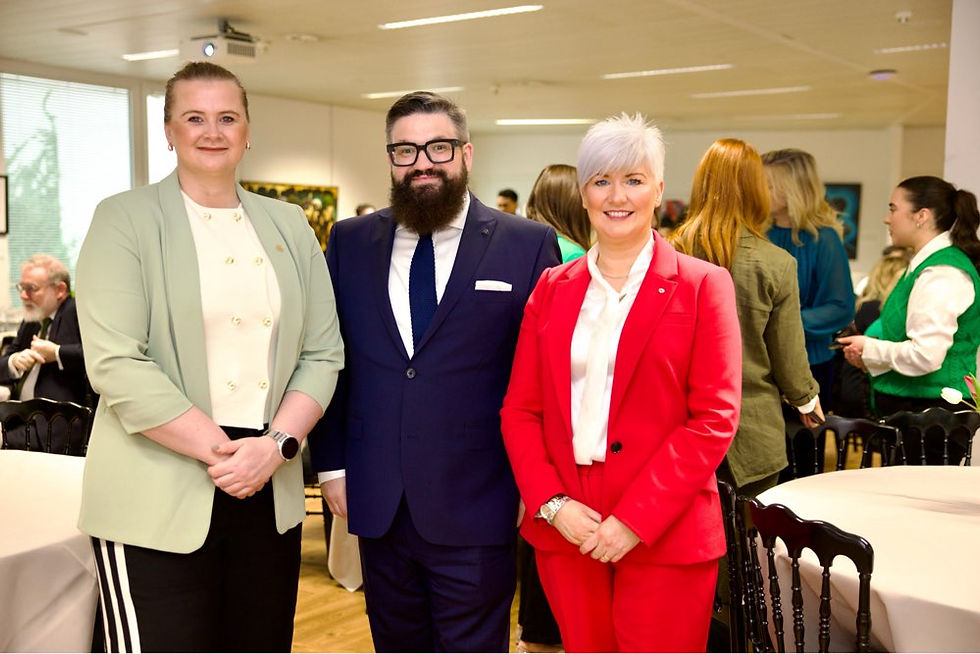 Junior Ministers hosted the Ulster Fry for St Patrick’s Day breakfast, held by the Office of the NI Executive in Brussels. Pictured left to right are: Junior Minister Aisling Reilly, Aodhán Connolly Director of the Office of the Northern Ireland Executive in Brussels and Junior Minister Joanne Bunting.