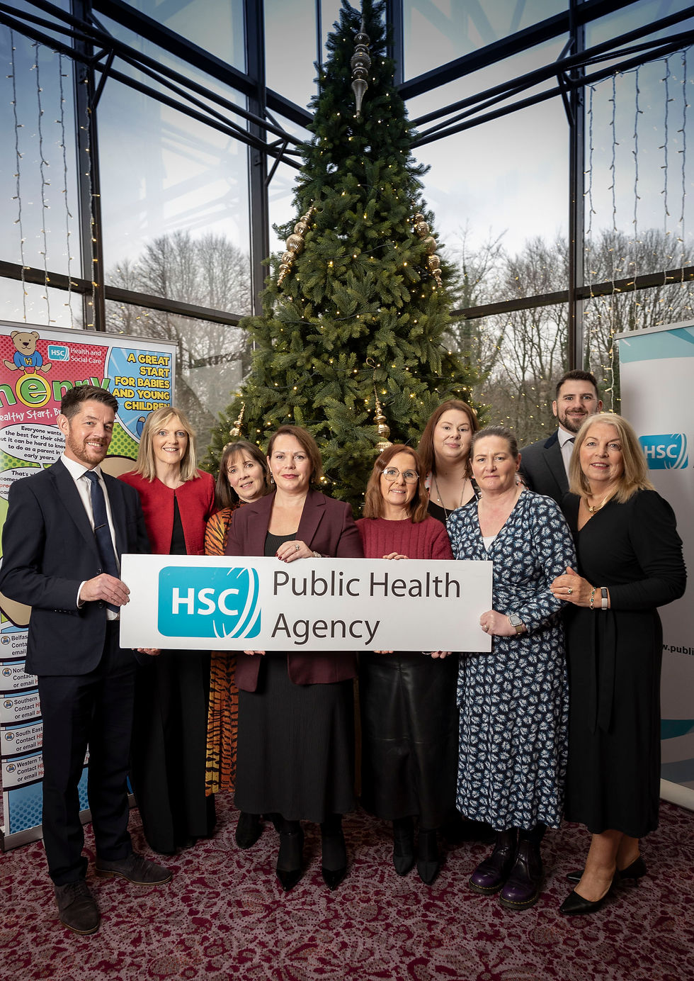 David Tumilty, Laura Taylor and Dr Joanne McClean from PHA, Sinead McDaid, Western Health and Social Care Trust, Anne Crawford, Southern Health and Social Care Trust, Amanda Sherwood, Belfast Health and Social Care Trust, Marianne Gallagher, South Eastern Health and Social Care Trust, Matt Fitzgerald, HENRY programme and Colette Fitzgerald from Northern Health and Social Care Trust.