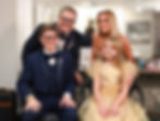 Alan Carr and Amanda Holden meeting with Little Alan and Little Amanda who appear on stage with them.