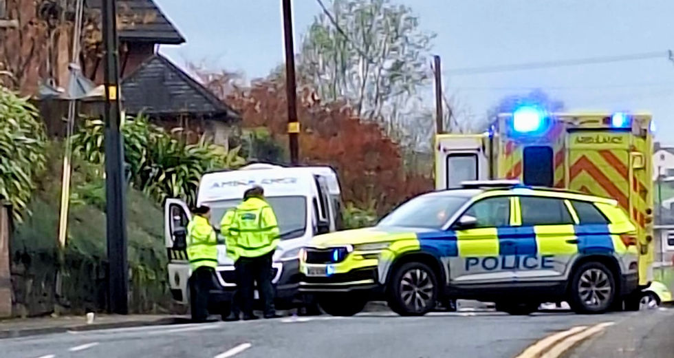 PSNI and emergency services at the scene of a road traffic collision