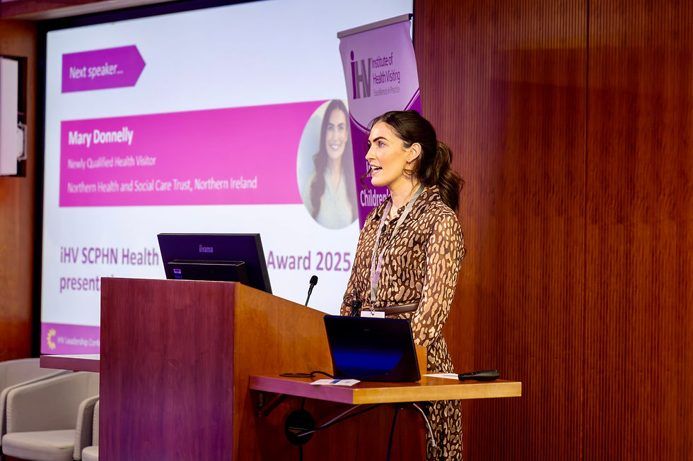 Mary Donnelly presenting her work at the Institute of Health Visiting conference.