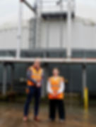 Dr Caoimhe Archibald, Economy Minister, with Kevin Fitzduff of Stream BioEnergy at the Tully Biogas Plant, Ballymena