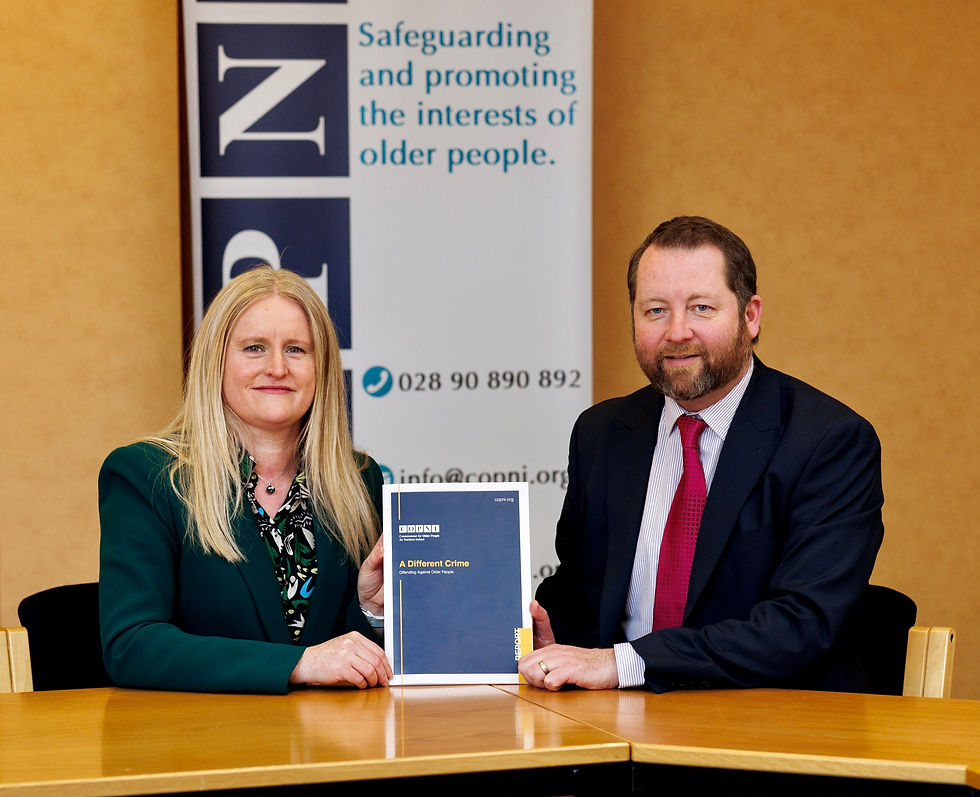 Pictured are (L-R) Geraldine Hanna, Commissioner Designate for Victims of Crime, and Commissioner for Older People for Northern Ireland, Eddie Lynch.