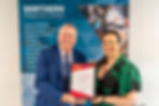 Paula Bamford is pictured with Colm McKenna, Chair of Northern Regional College’s Governing Body.
