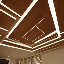 Rectangular Wooden False Ceiling Design With Recessed Cove Lights 4