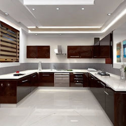 Multi Layered Wooden And Gypsum False Ceiling Design For The Kitchen 2