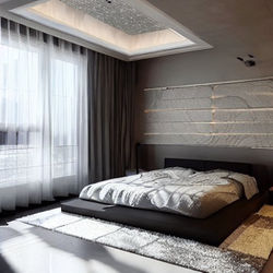 Modern Geometric Bedroom Ceiling Design With Cove Lights 3