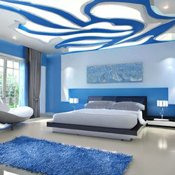 Contemporary Cloud Shaped White And Blue Bedroom Ceiling Design 2