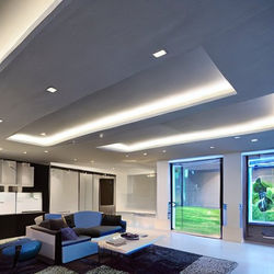 Modern Multilayered Rectangular Ceiling Design With Cove And Recessed Lights 1