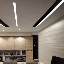 Modern POP And Wooden Ceiling Design With Recessed Lights 1