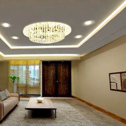 Contemporary Peripheral Gypsum False Ceiling Design With Spotlights 3