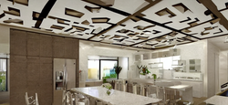 Geometric Gypsum Rectangular Ceiling Design For The Kitchen 4